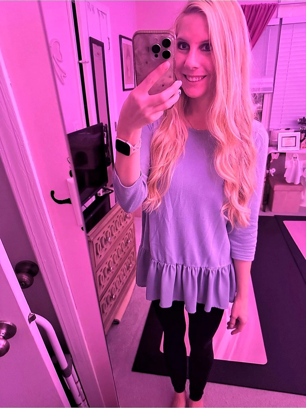 Green Ruffle Hem Tunic